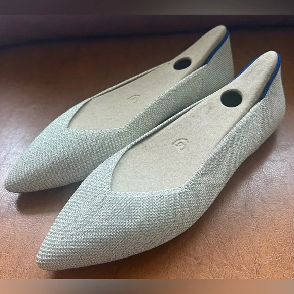 Rothy’s The Point II Diamond Twill Flats Size 8.5 Platinum Pointed Toe NWOB - Picture 2 of 11